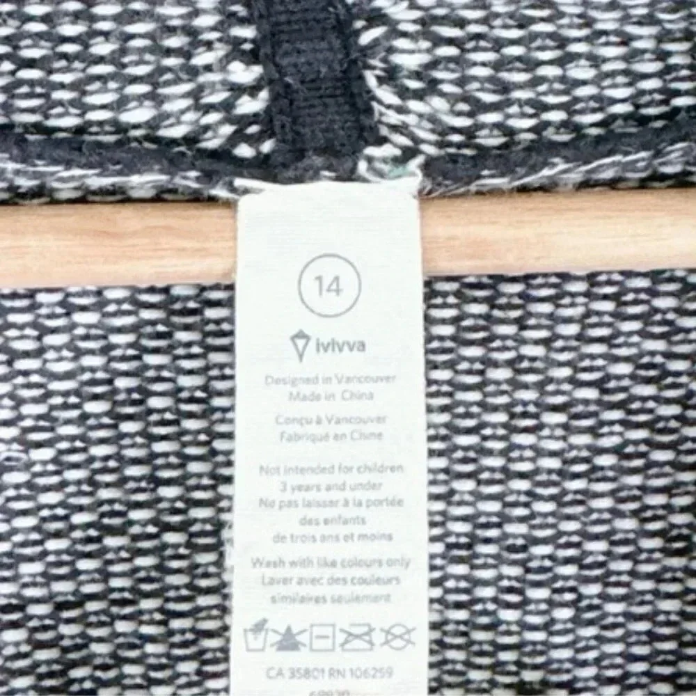Ivivva Girls Size Feeling Toasty Cardigan Black Grey Stripe Wrap - Picture 11 of 16